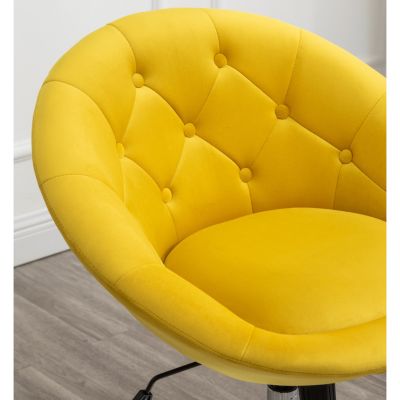 Velvet Upholstered Tufted Back Swivel Accent Chair