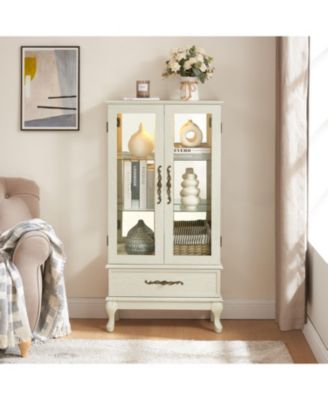 Lighted Glass Curio Cabinet with Bulbs