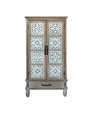 55" Rustic Wood Tower Cabinet with Storage