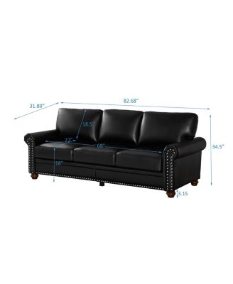 Classic Living Room Nails Sofa Faux Leather