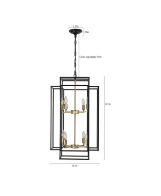 8-Lights Black & Gold Lantern Tiered Pendant Light Fixtures, Industrial Farmhouse Hanging Chandelier (No Bulbs)