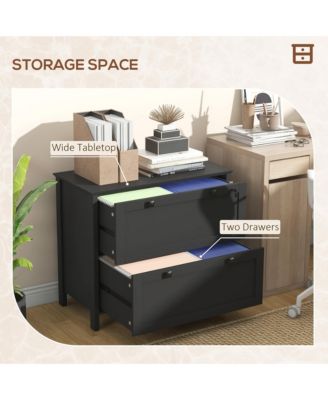 2 Drawer File Cabinet with Lock, Lateral Filing Cabinet with Keys and Adjustable Hanging Bar for Letter, A4 and Legal Size, File Cabinet for Home Office, Black