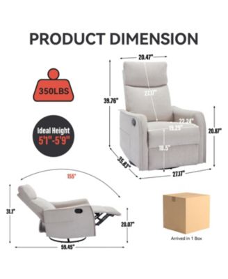 One Pack Swivel in Fabric  Heat Massage Manual Recliner Chair
