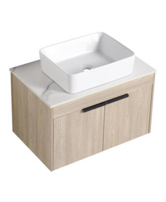 30" Modern Design Float Bathroom Vanity With Ceramic Basin Set
