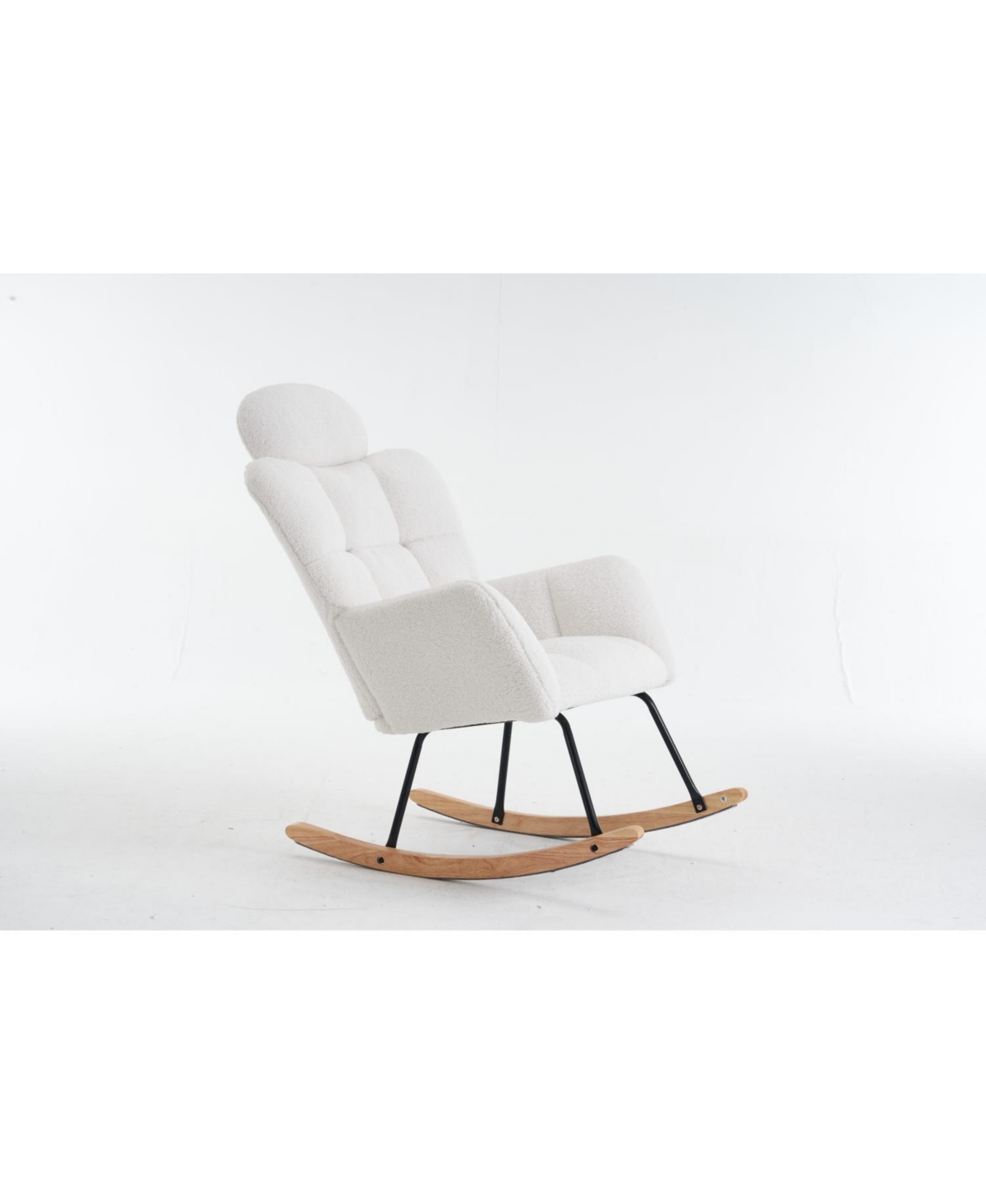 Streamdale Furniture Teddy Fabric Nursery Rocking Chair with Padded Seat and Pillows