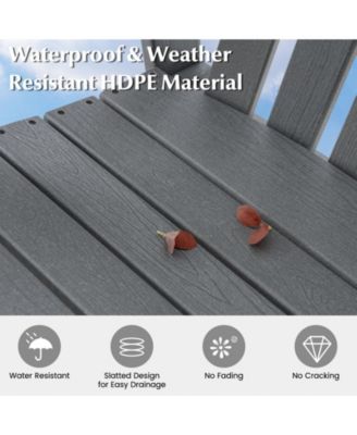 HDPE Patio Chair with Armrest and Footrest for Indoor Outdoor-Gray