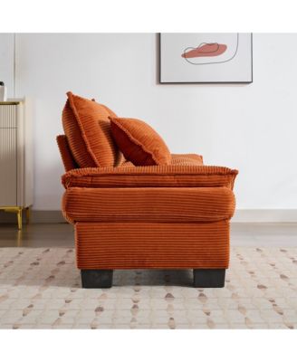 1 Pc. Corduroy Upholstered Comfy Sleeper with Pillows Sofa