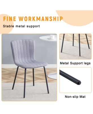 Streamdale Luxury Minimalist Dining Chairs - Set of 4, Black Metal Legs