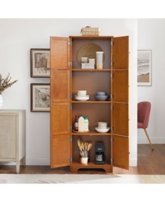 72" Storage Cabinet with Doors & Shelves, Oak(75 characters)