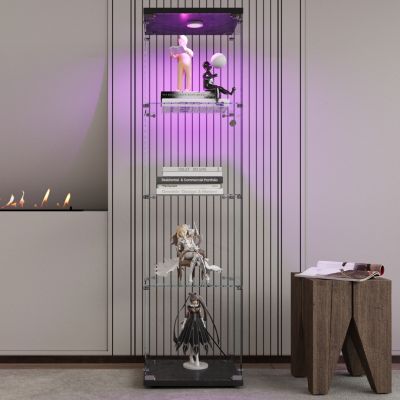 Streamdale LED Glass Display Cabinet, 4 Shelves with Door