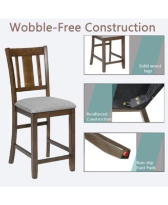 Counter Height Dining Chairs (4) with Walnut Padded Seat