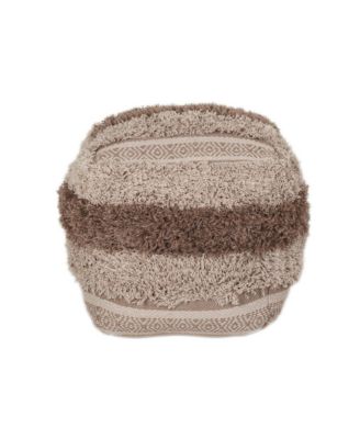 Soft Striped Pouf Ottoman for Home Accent Footrest and Extra Seating