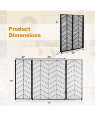 52 x 31 Inch Fireplace Screen with Chevron Herringbone Pattern