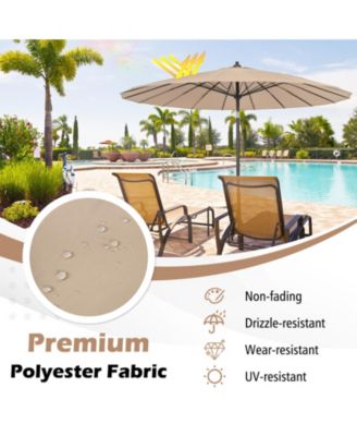 9 Feet Round Patio Umbrella with 18 Fiberglass Ribs