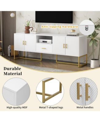 Streamdale Modern TV Stand for TVs up to 70", with Drawer, Cabinets, Metal Legs, and Safety Features