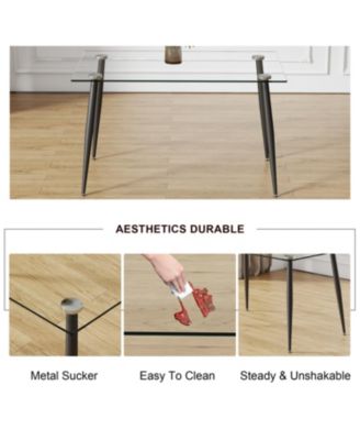 Modern 4-6 Seats Metal Legs Glass Dining Table