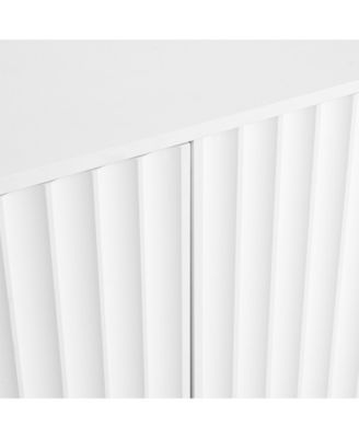 Cream Sideboard with 4 Fluted Doors and 5 Wood Legs