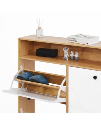 Shoe Storage Cabinet with 4 Flip Drawers and Anti-Tip Fitting