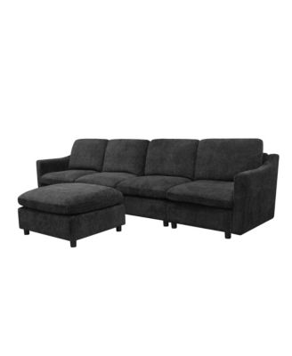 Streamdale 5-seat Convertible Black L-shaped Sectional Sofa with Reversible Chaise, Armless, Indoor