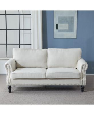 Streamdale 68'' Nailhead Trim Sofa, Rolled Arm, Faux Leather, 2 Seater