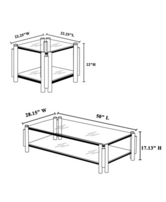 50" Stainless Steel Tempered Glass and Storage Coffee Table
