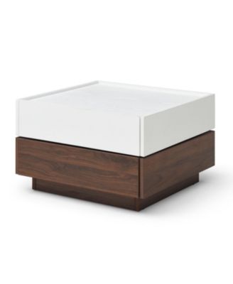 Swivel Coffee Table with 2 Drawers, 2-Tier Storage, Square Top