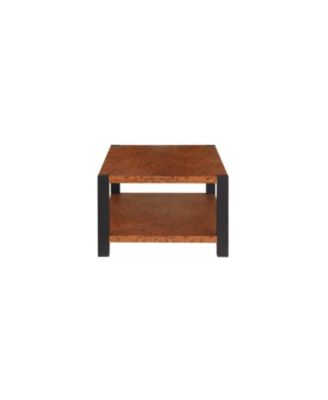 Burl Wood Grain Coffee Table with Double Layer