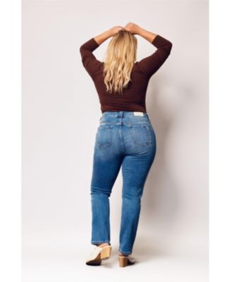 Plus Size Denim High Rise Straight Jeans