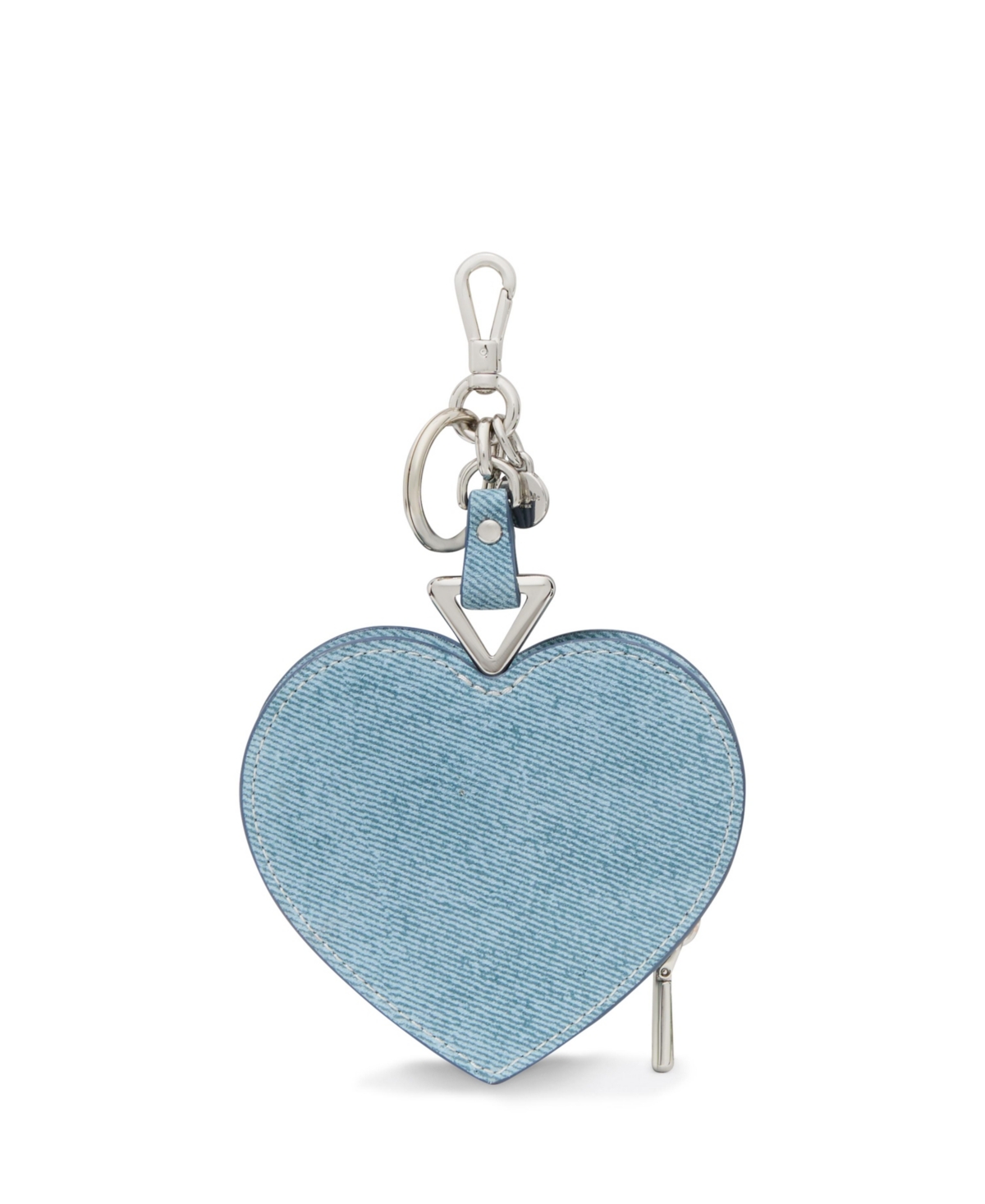 Kate Spade New York Liv Denim Print Suede Heart Coin Purse Key Fob