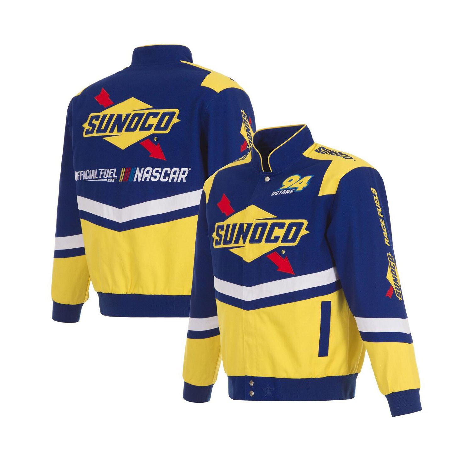 Men's Royal/Yellow NASCAR Sunoco Full-Snap Twill Uniform Jacket