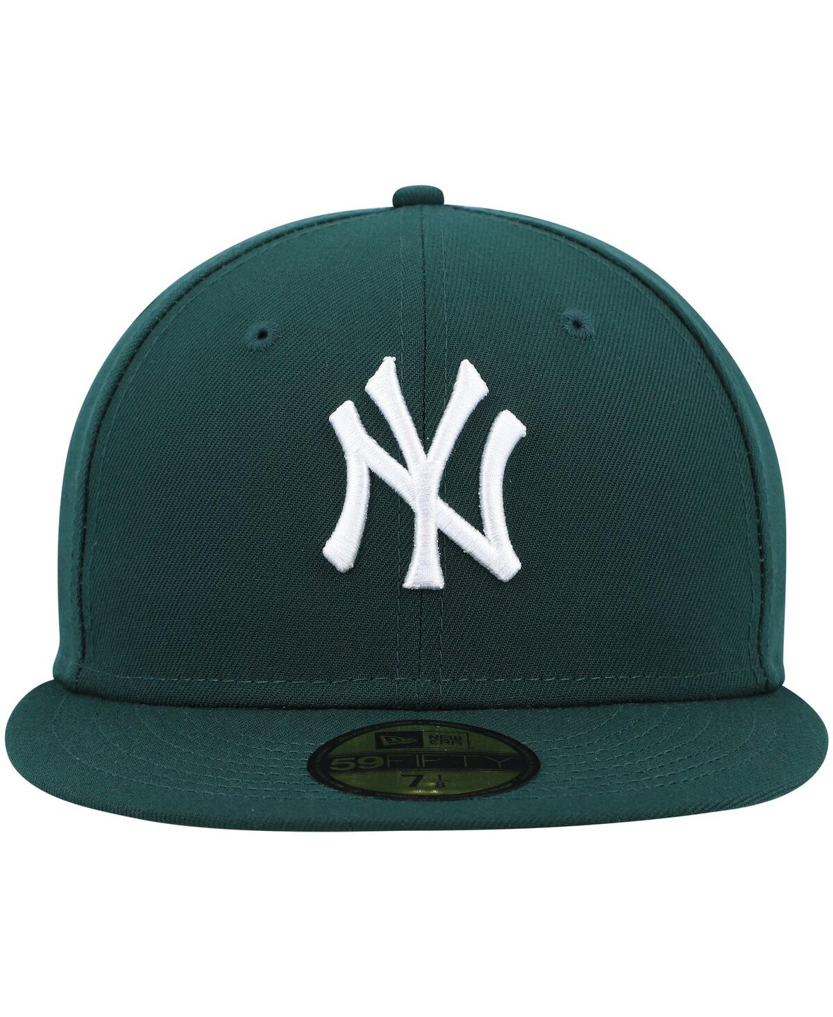 New Era Men's Green York Yankees White Logo 59FIFTY Fitted Hat