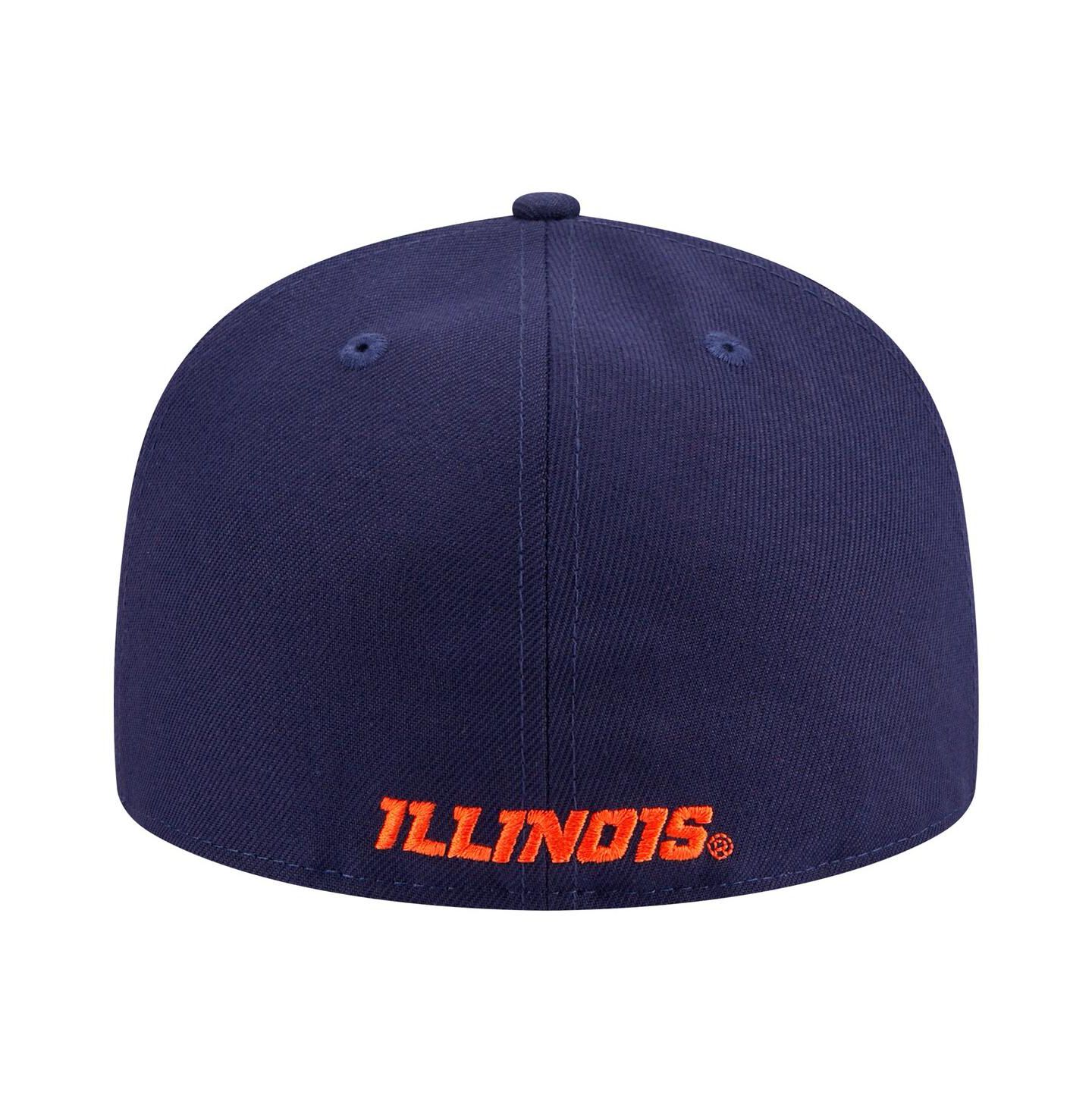 Мужская кепка New Era Navy Illinois Fighting Illini 59FIFTY Fitted Hat — фото 4