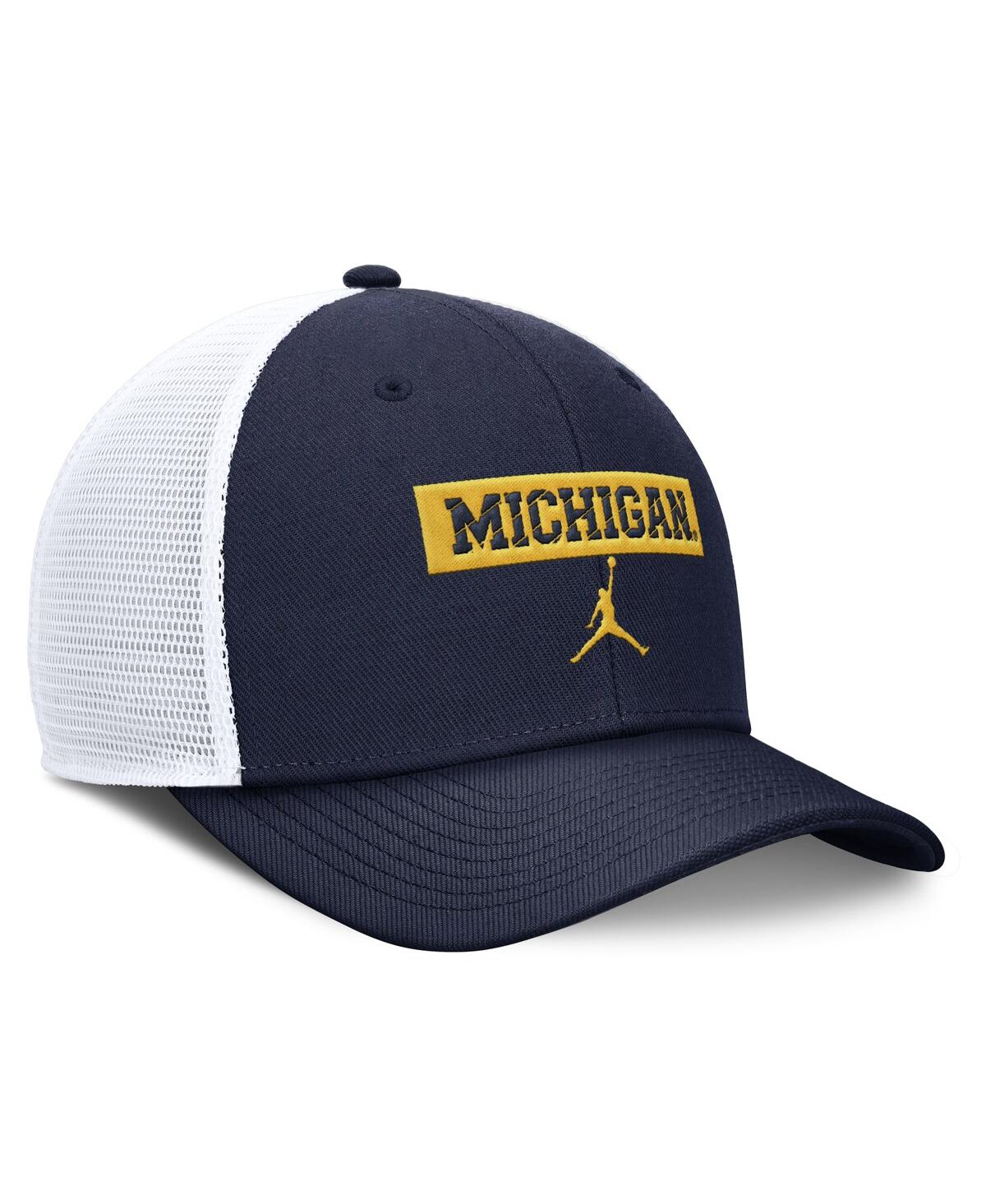 JORDAN MEN'S MICHIGAN WOLVERINES NAVY/WHITE ADJUSTABLE TRUCKER HAT 