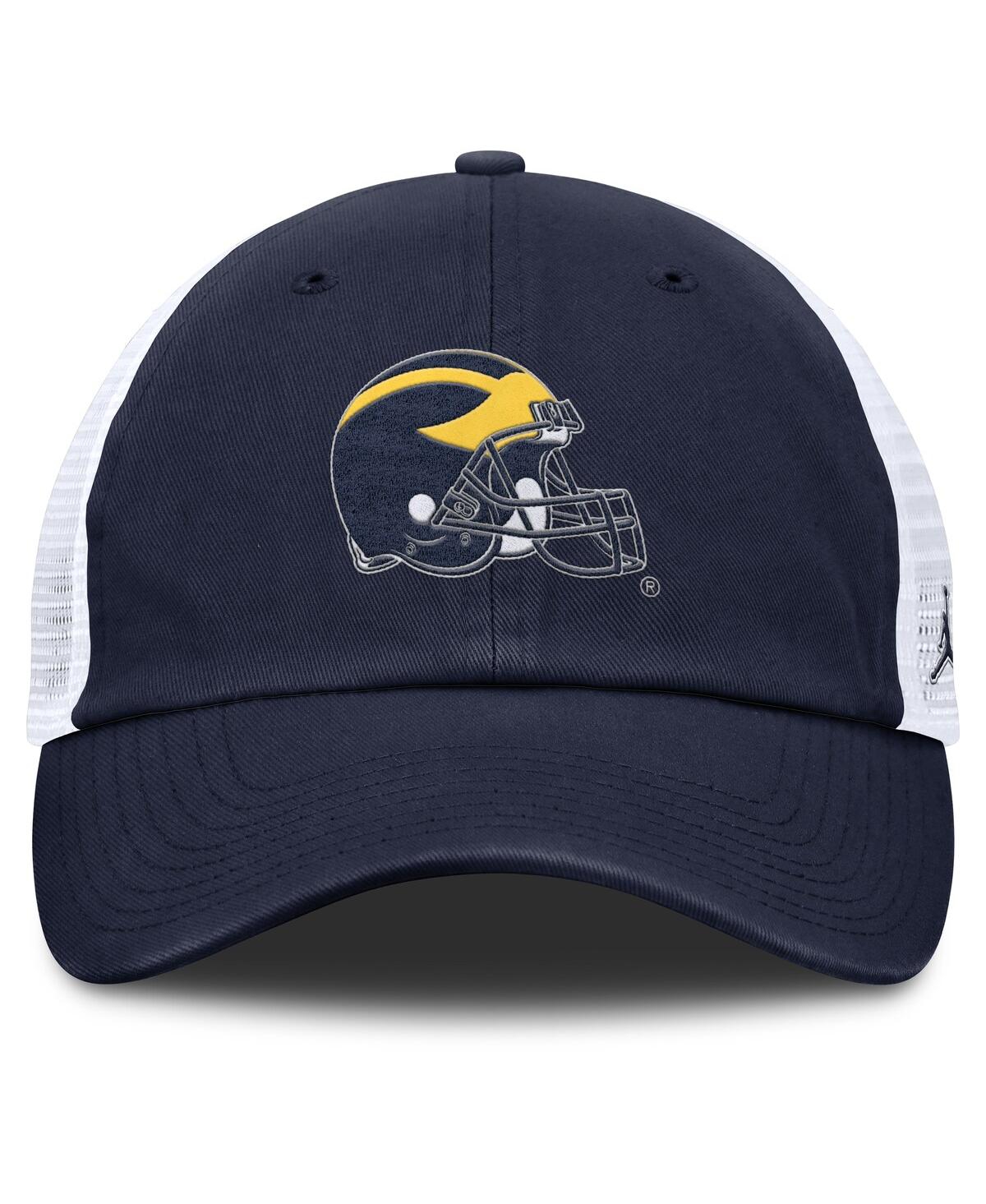 JORDAN MEN'S NAVY/WHITE MICHIGAN WOLVERINES CLUB TRUCKER ADJUSTABLE HAT 