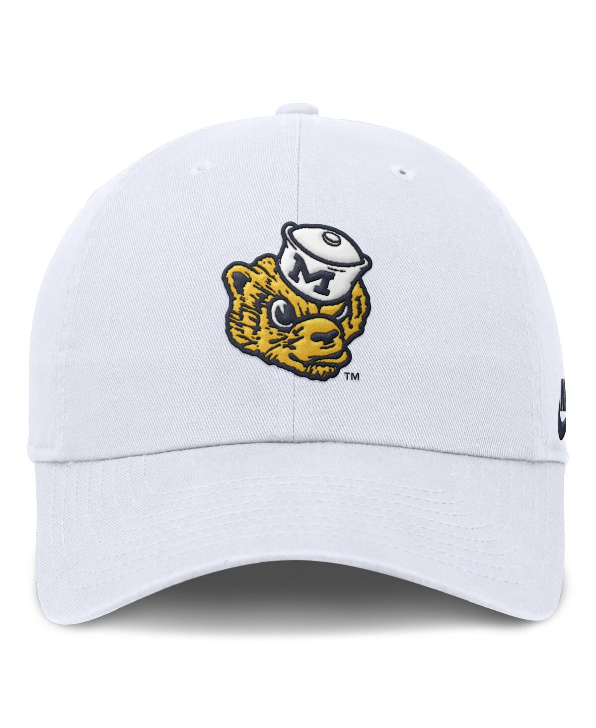 Nike Men's White Michigan Wolverines Club Swoosh Performance Adjustable Hat