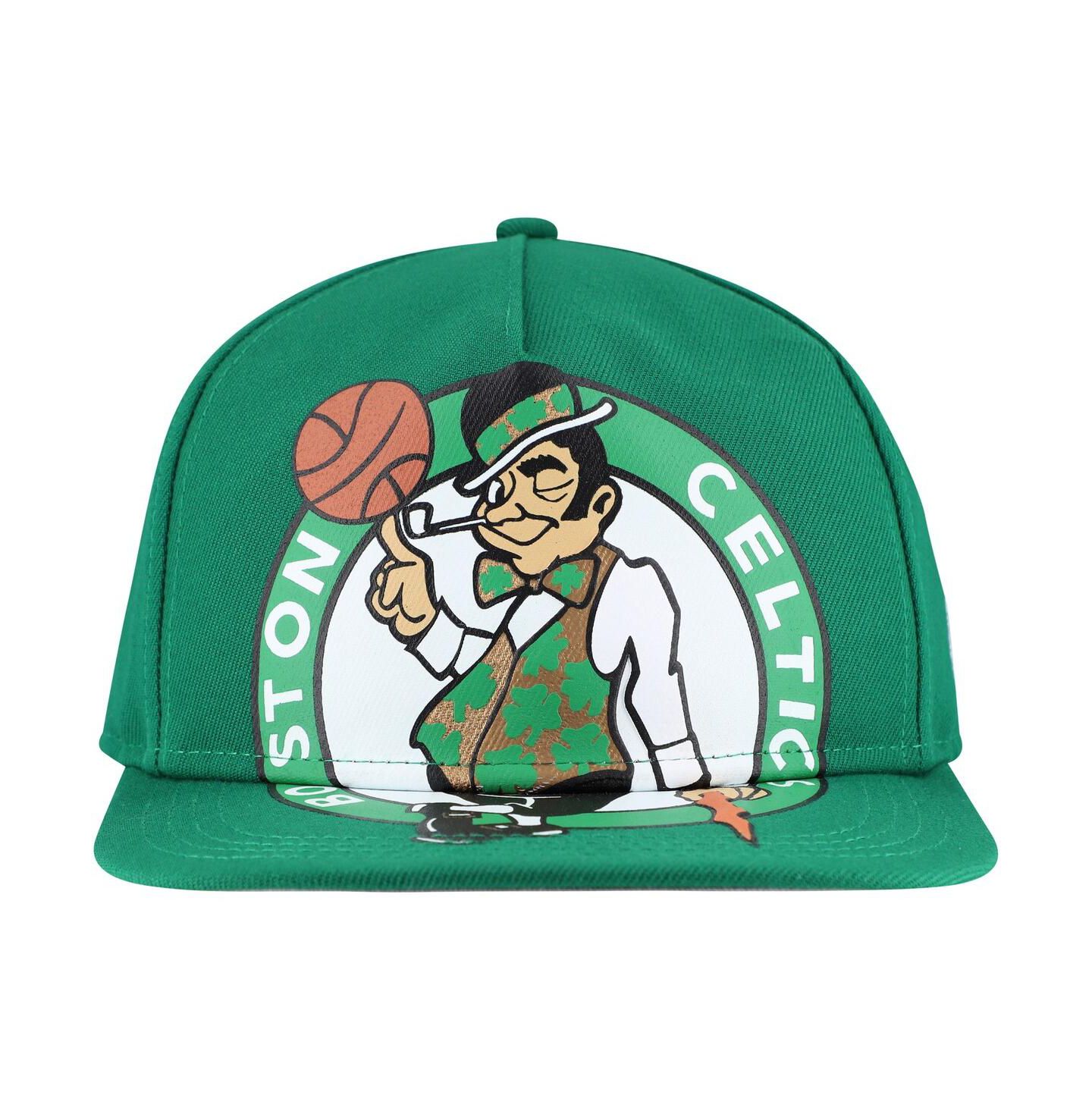 Мужская кепка New Era Kelly Green Boston Celtics Oversized Puff Print Logo Golfer Snapback Hat — фото 2