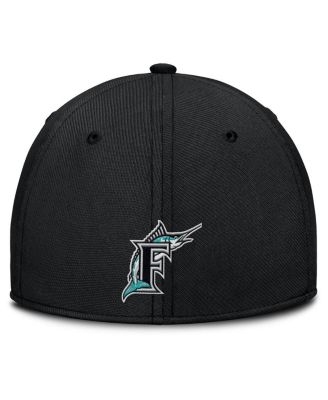 Men's Gray/Black Florida Marlins Rise Swoosh Performance Flex Hat