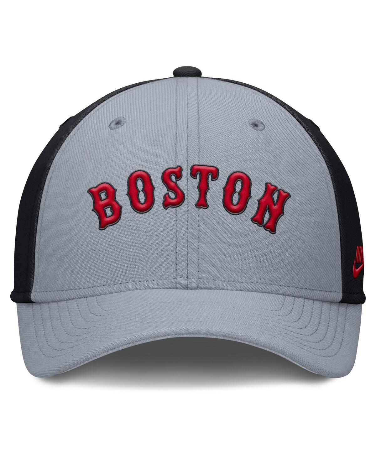 Nike Men's Gray/navy Boston Red Sox Rise Swoosh Performance Flex Hat