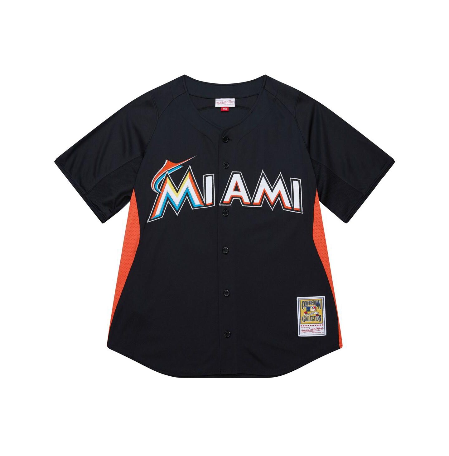 Мужской топ Mitchell & Ness Jose Fernandez Black Miami Marlins Authentic Batting Practice Jersey — фото 3