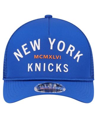 Men's Blue New York Knicks Minimalist A-Frame 9FORTY Trucker Hat