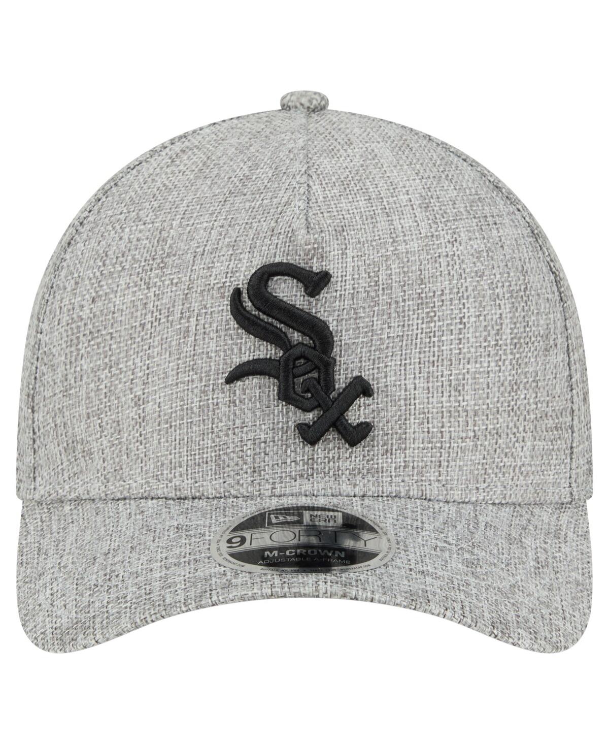 NEW ERA MEN'S GRAY CHICAGO WHITE SOX COTTON WEAVE M-CROWN A-FRAME 9FORTY ADJUSTABLE HAT 