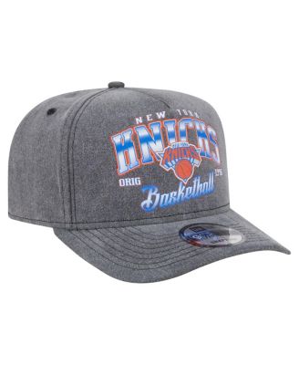 Men's Charcoal New York Knicks Throwback Washed Pre-Curved 9FIFTY Snapback Hat