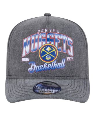 Men's Charcoal Denver Nuggets Throwback Washed Pre-Curved 9FIFTY Snapback Hat