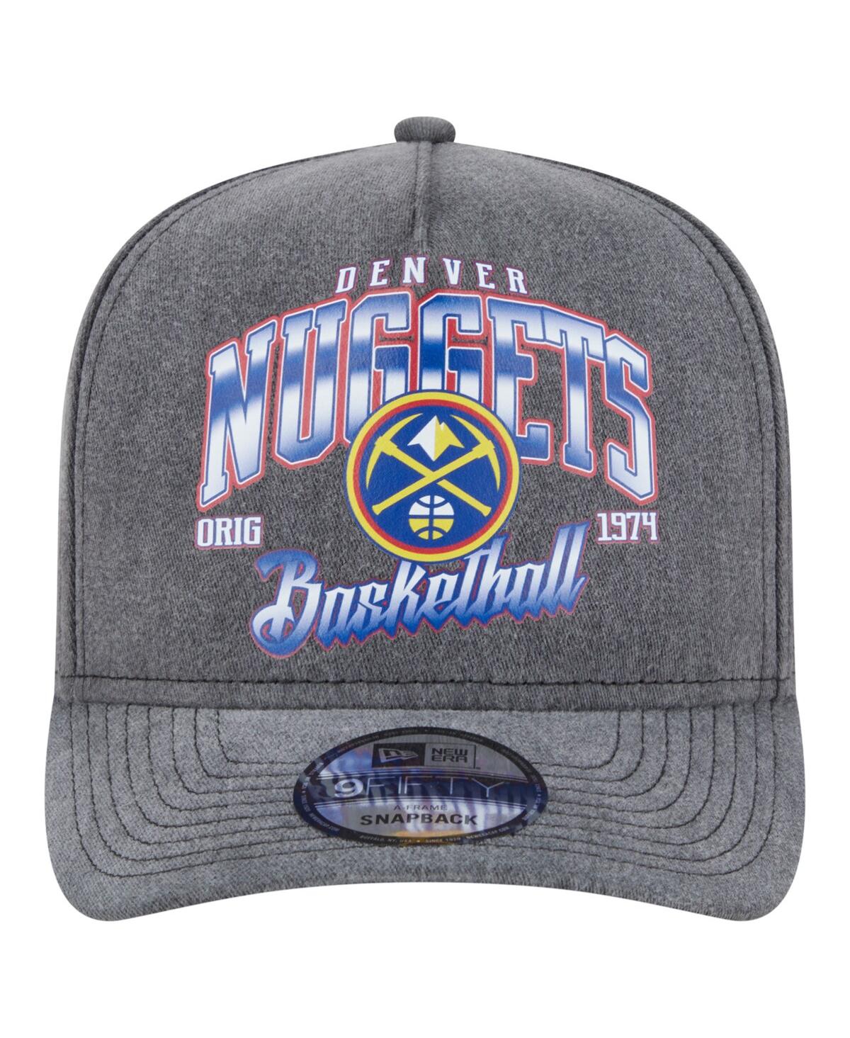 New Era Men's Charcoal Denver Nuggets Throwback Washed Pre-curved 9fifty Snapback Hat