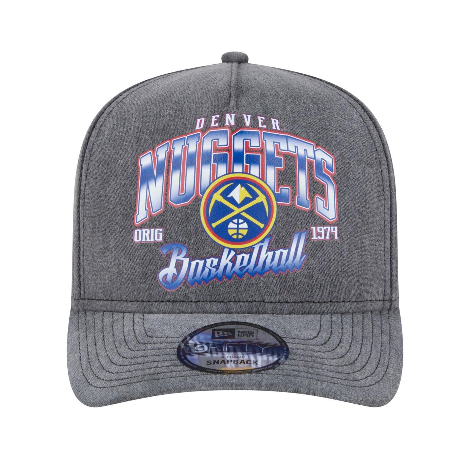 Men's Charcoal Denver Nuggets Throwback Washed Pre-Curved 9FIFTY Snapback Hat
