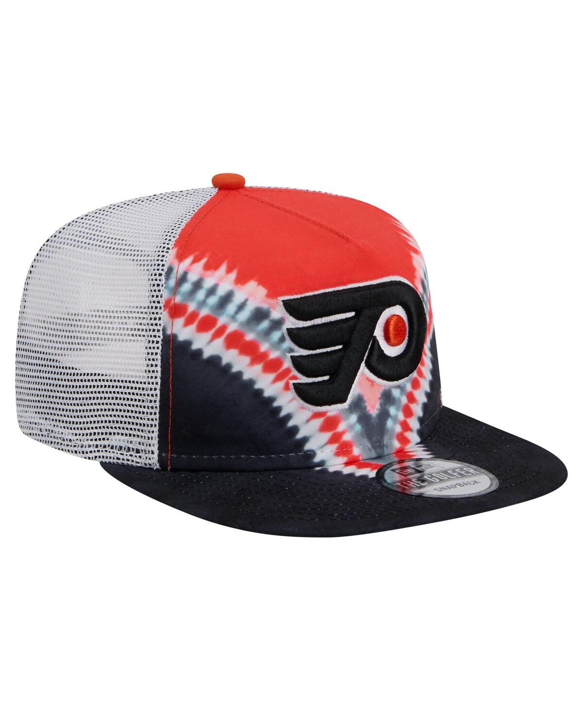 NEW ERA MEN'S BLACK/ORANGE PHILADELPHIA FLYERS THROWBACK V-DYE ADJUSTABLE GOLFER HAT 