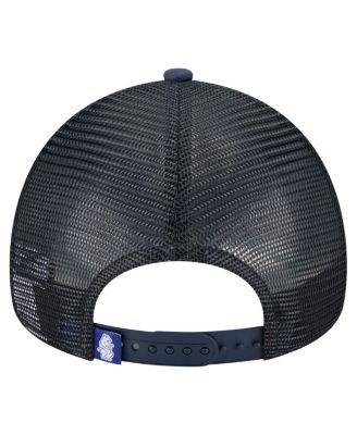 Men's White/Navy Chicago Cubs Distressed 9FORTY A-Frame Adjustable Trucker Hat