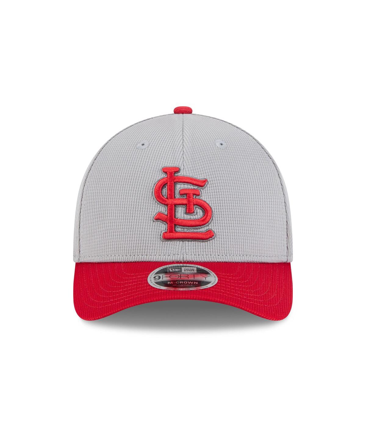 NEW ERA MEN'S GRAY/RED ST. LOUIS CARDINALS 2025 BATTING PRACTICE 9FORTY M-CROWN ADJUSTABLE HAT 