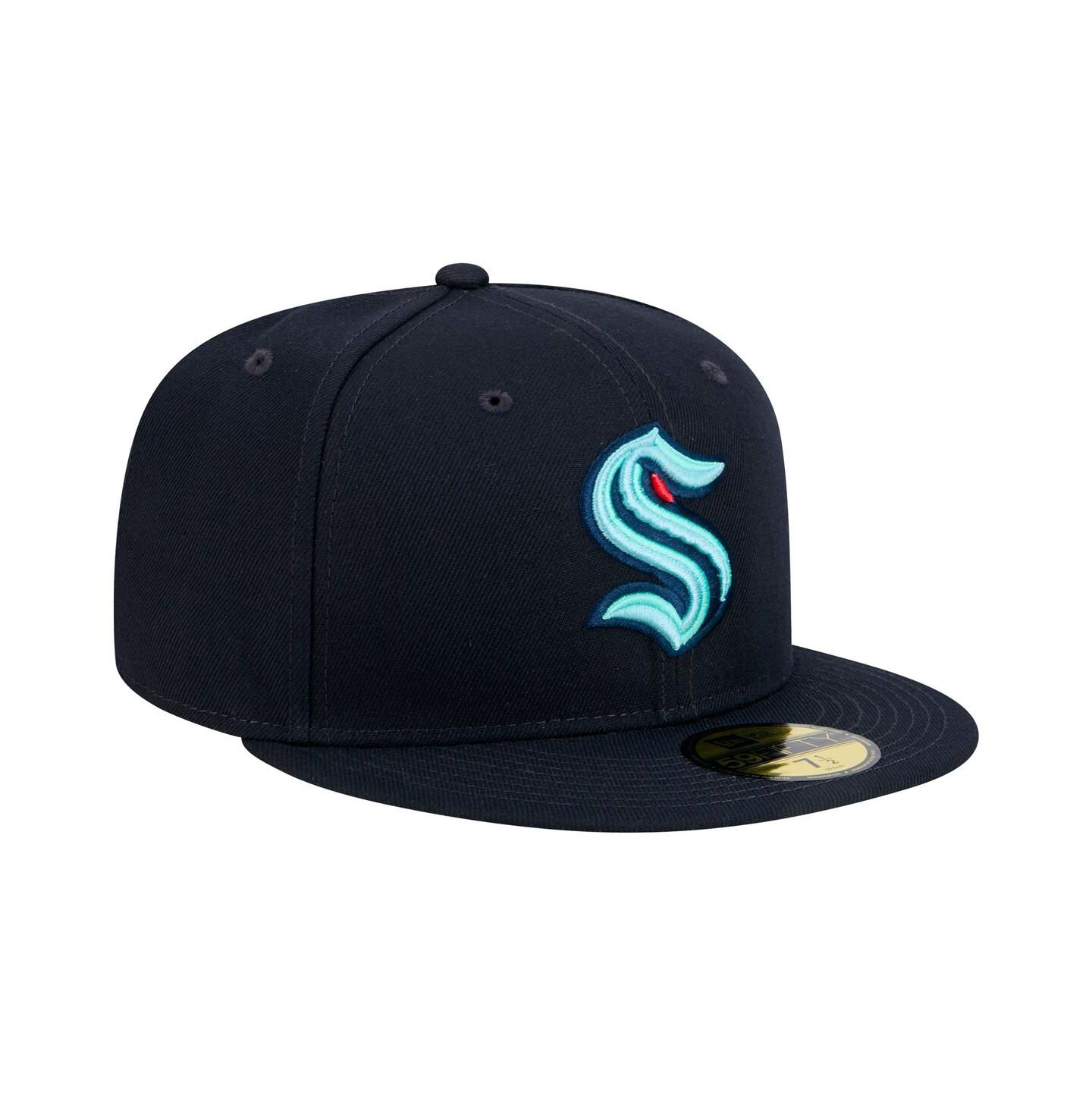 Мужская кепка New Era Deep Sea Blue Seattle Kraken Core 59FIFTY Fitted Hat — фото 3
