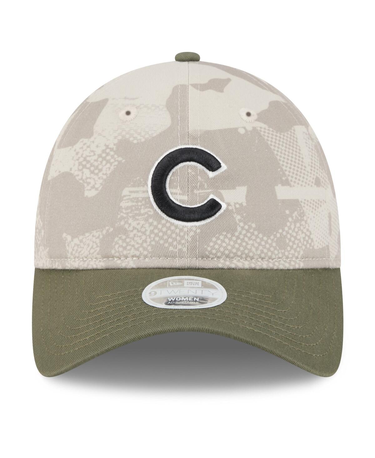 New Era Women's Light Beige/olive Chicago Cubs 2025 Armed Forces Day 9twenty Adjustable Hat